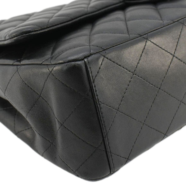CHANEL Maxi Double Flap Leather Shoulder Bag Black