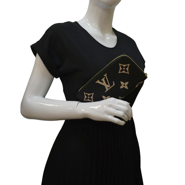 LOUIS VUITTON Bicolor Monogram Empreinte Leather Zippy Wallet Black