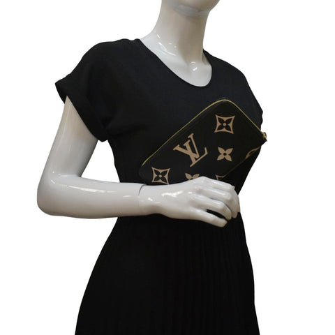 LOUIS VUITTON Bicolor Monogram Empreinte Leather Zippy Wallet Black