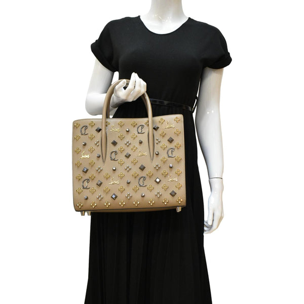 CHRISTIAN LOUBOUTIN Paloma Medium Leather Tote Bag Brown