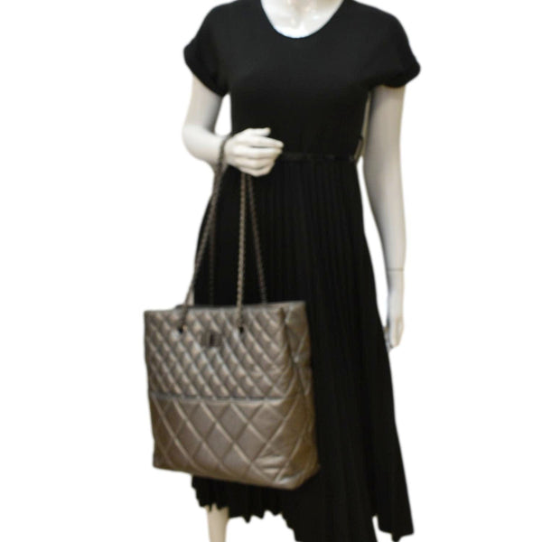 CHANEL Reissue Tall Quilted Aged Calfskin Leather Shoulder Bag Grey