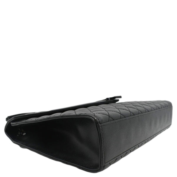 YVES SAINT LAURENT Envelope Mix Matelassé Chain Leather Shoulder Bag Black