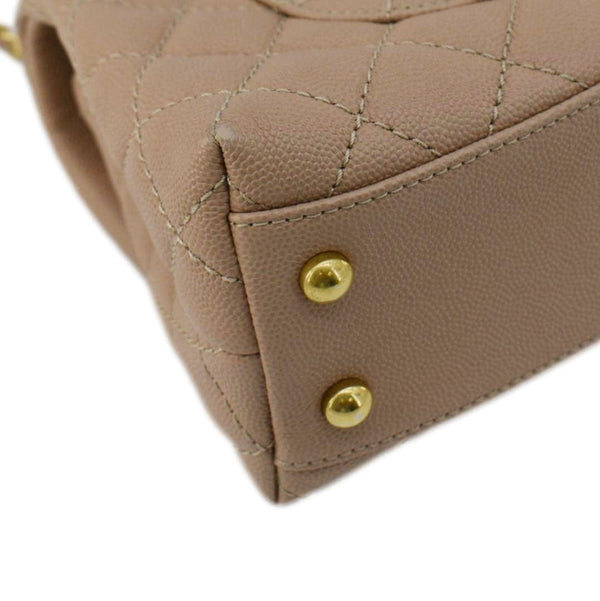 CHANEL CC Coco Flap Caviar Leather Top Handle Shoulder Bag Light Pink