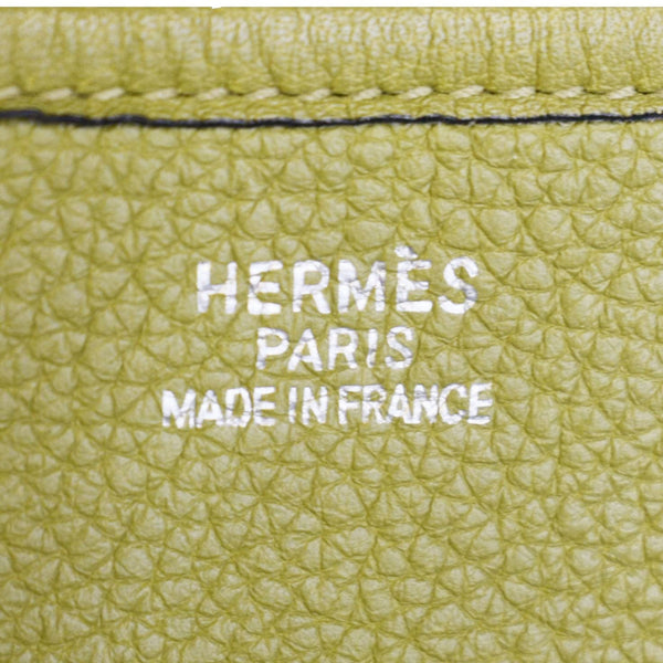 HERMES Evelyne Clemence I GM Leather Crossbody Bag Lime