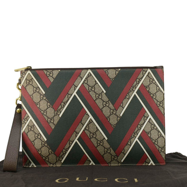 GUCCI Zipped Medium GG Printed Canvas Pouch Beige 429225
