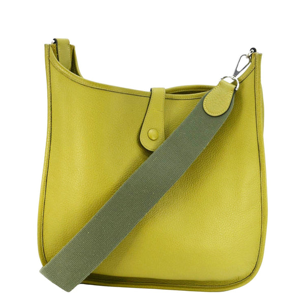 HERMES Evelyne Clemence I GM Leather Crossbody Bag Lime
