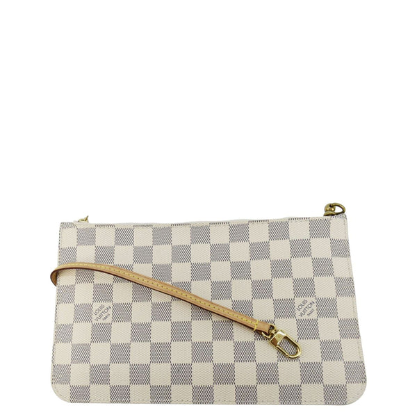 LOUIS VUITTON Wristlet Pochette Damier Azur Pouch White