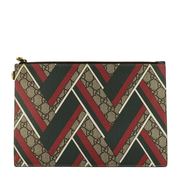 GUCCI Zipped Medium GG Printed Canvas Pouch Beige 429225