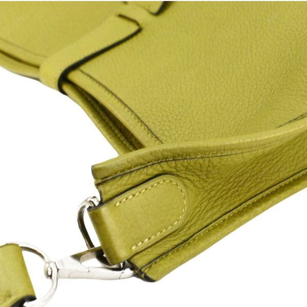 HERMES Evelyne Clemence I GM Leather Crossbody Bag Lime