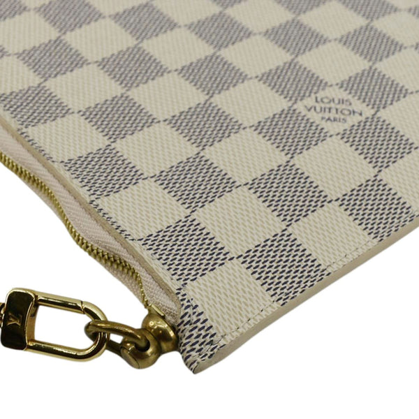 LOUIS VUITTON Wristlet Pochette Damier Azur Pouch White