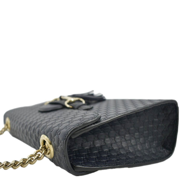 GUCCI Emily Medium GG Leather Chain Shoulder Bag Navy Blue 449635