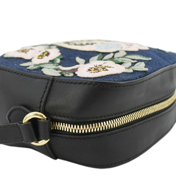 GUCCI Embroidered Denim Camera Crossbody Bag Blue 456547