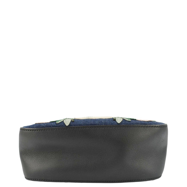 GUCCI Embroidered Denim Camera Crossbody Bag Blue 456547