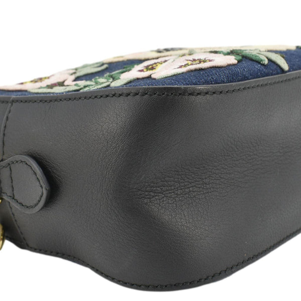 GUCCI Embroidered Denim Camera Crossbody Bag Blue 456547
