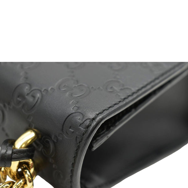 GUCCI Padlock Medium GG Leathrer Chain Shoulder Bag Black 409486