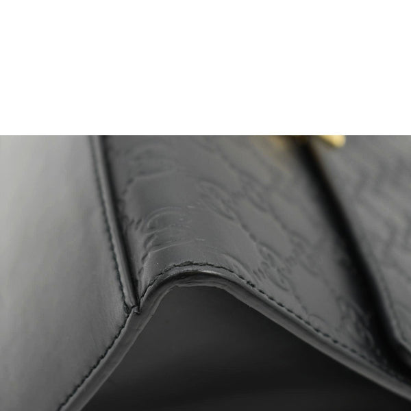 GUCCI Padlock Medium GG Leathrer Chain Shoulder Bag Black 409486