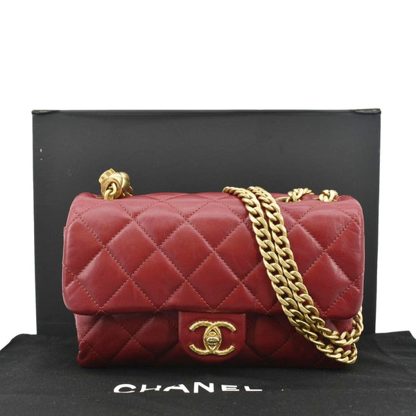 CHANEL Small Pillow Crush Flap Quilted Leather Shoulder Bag Red