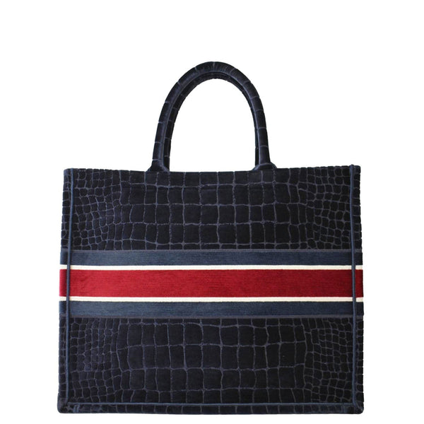 CHRISTIAN DIOR Embossed Velvet Tote Bag Navy back side