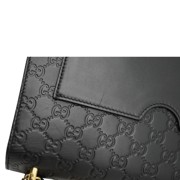 GUCCI Padlock Medium GG Leathrer Chain Shoulder Bag Black 409486