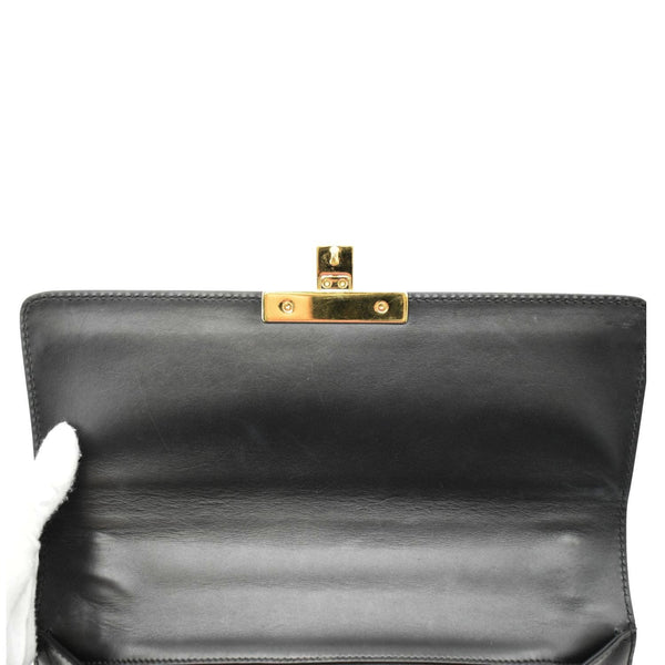 GUCCI Padlock Medium GG Leathrer Chain Shoulder Bag Black 409486