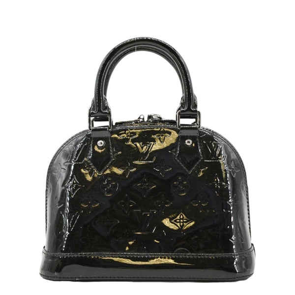 LOUIS VUITTON Alma BB Monogram Vernis Satchel Bag Black