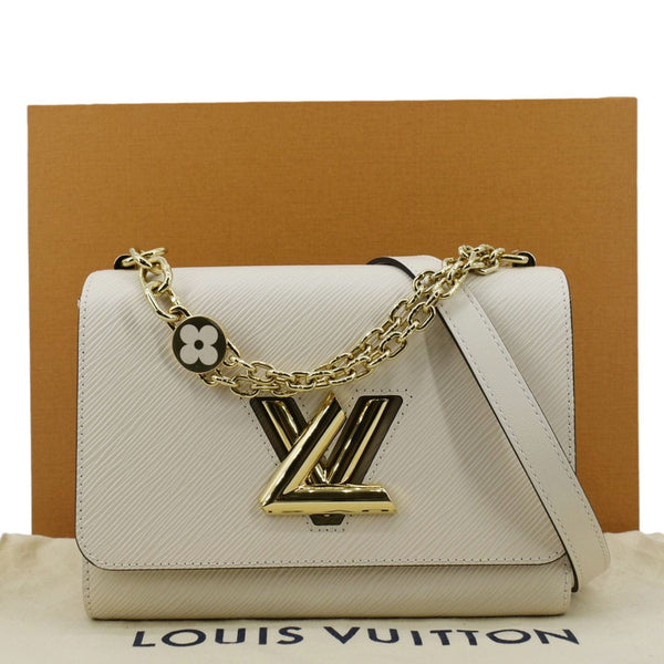 LOUIS VUITTON Twist Flower Epi Leather Chain Shoulder Bag Off White