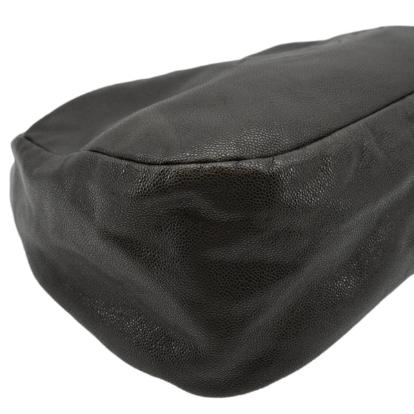 CHANEL CC Caviar Leather Hobo Bag Dark Brown