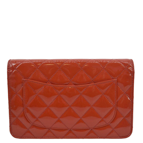 CHANEL WOC Quilted Leather Crossbody Wallet Red Orange