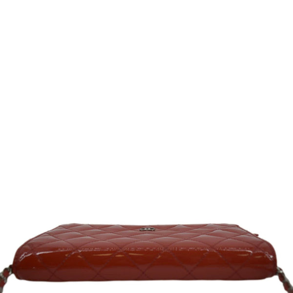 CHANEL WOC Quilted Leather Crossbody Wallet Red Orange