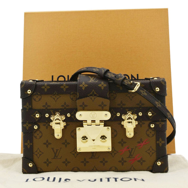 LOUIS VUITTON Petite Malle Monogram Reverse Canvas Shoulder Bag Brown