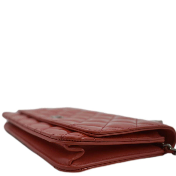 CHANEL WOC Quilted Leather Crossbody Wallet Red Orange