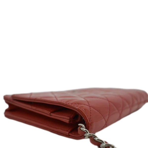 CHANEL WOC Quilted Leather Crossbody Wallet Red Orange