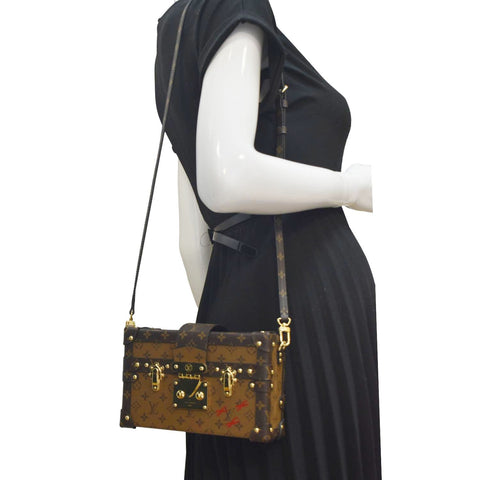 LOUIS VUITTON Petite Malle Monogram Reverse Canvas Shoulder Bag Brown