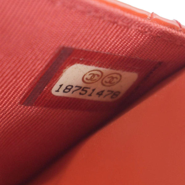 CHANEL WOC Quilted Leather Crossbody Wallet Red Orange