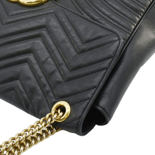 GUCCI GG Marmont Large Matelasse Leather Shoulder Bag Black 498090