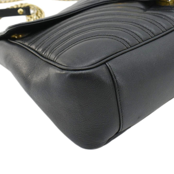 GUCCI GG Marmont Large Matelasse Leather Shoulder Bag Black 498090