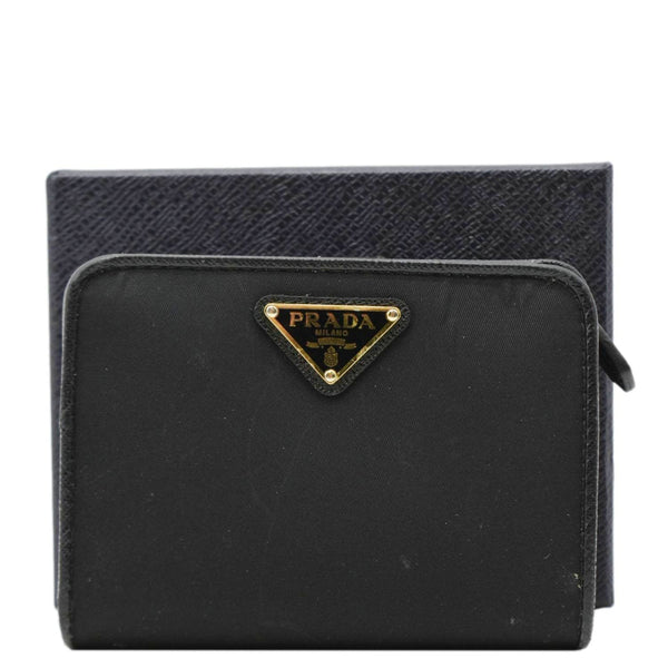 PRADA Nylon Zip Around Wallet Black