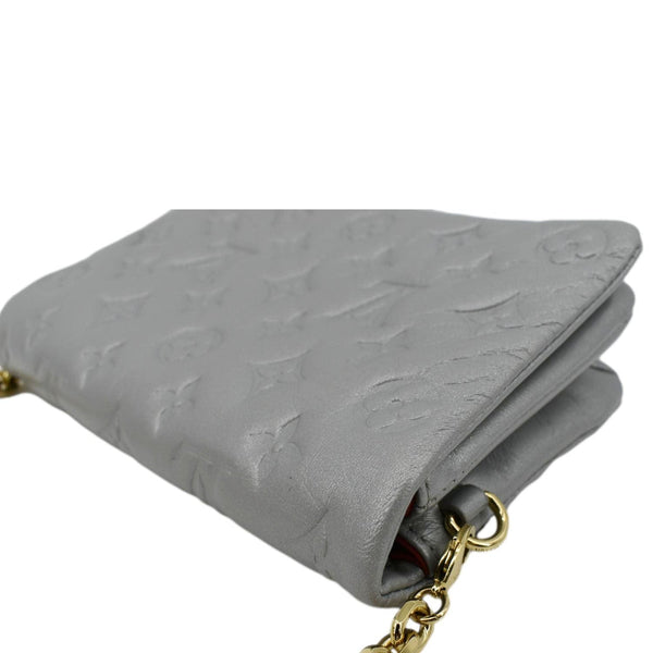 LOUIS VUITTON Coussin Monogram Embossed Leather Pochette Crossbody Bag Grey