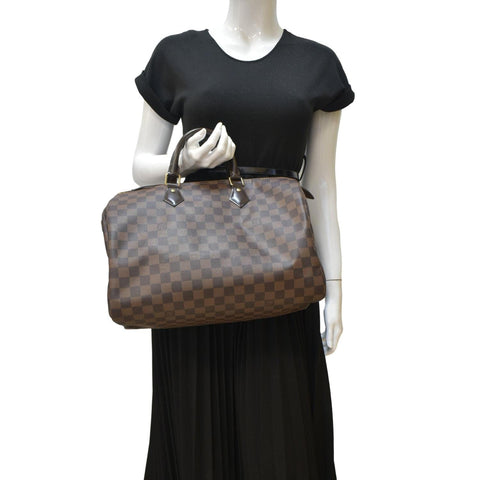 LOUIS VUITTON Speedy 35 Damier Ebene Satchel Bag Brown
