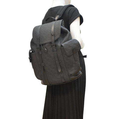 LOUIS VUITTON Christopher PM Monogram Taurillon Leather Backpack Bag Black