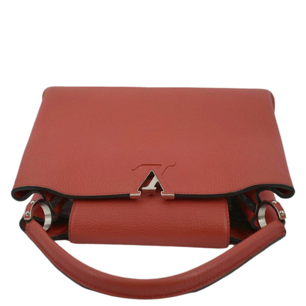 LOUIS VUITTON Capucines MM Taurillon Leather Satchel Bag Red