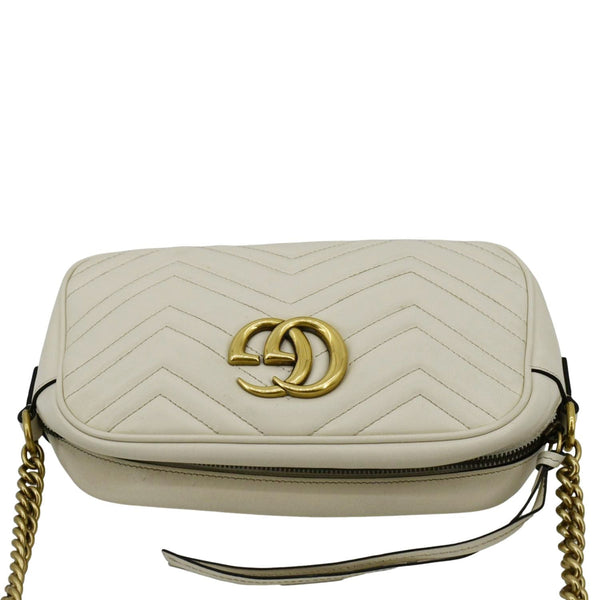 GUCCI GG Marmont Matelasse Leather Crossbody Bag Off White 447632