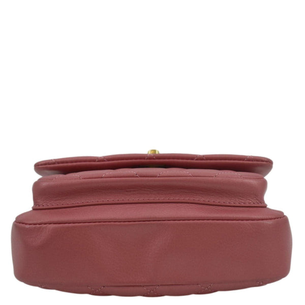 CHANEL Front Pocket Quilted Leather Crossbody Bag Pink bottom
