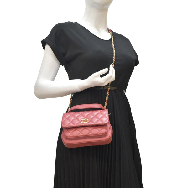 CHANEL Front Pocket Quilted Leather Chain Crossbody Bag