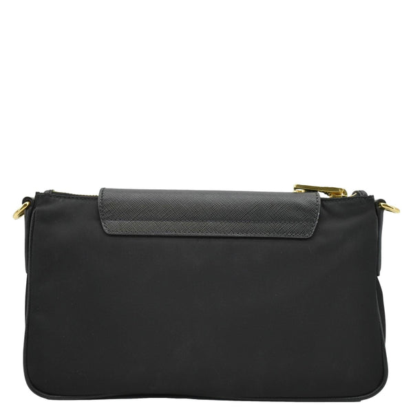PRADA Small Tessuto Saffiano Crossbody Bag Black back look