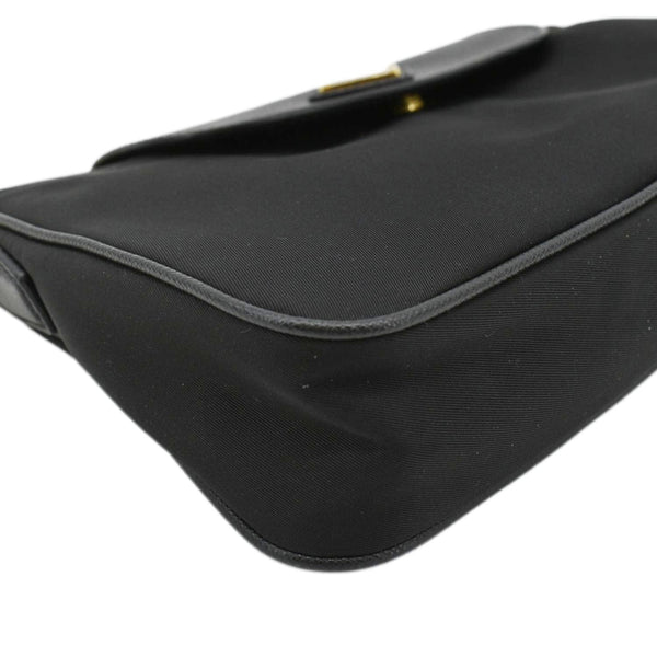 PRADA Small Tessuto Saffiano Chain Crossbody Bag Black