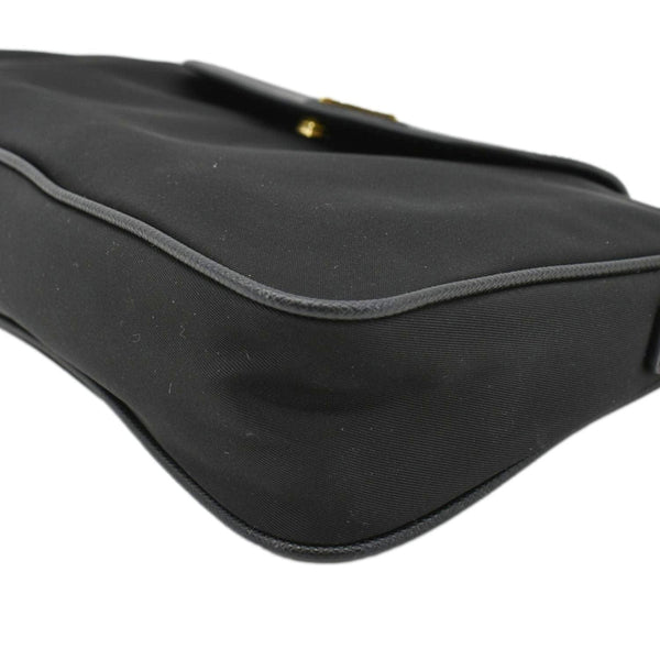 PRADA Small Tessuto Saffiano Chain Crossbody Bag Black