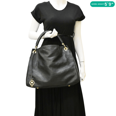 LOUIS VUITTON Artsy MM Monogram Empreinte Leather Shoulder Bag Black