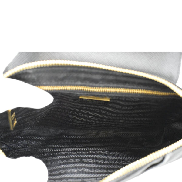 PRADA Small Tessuto Saffiano Chain Crossbody Bag Black