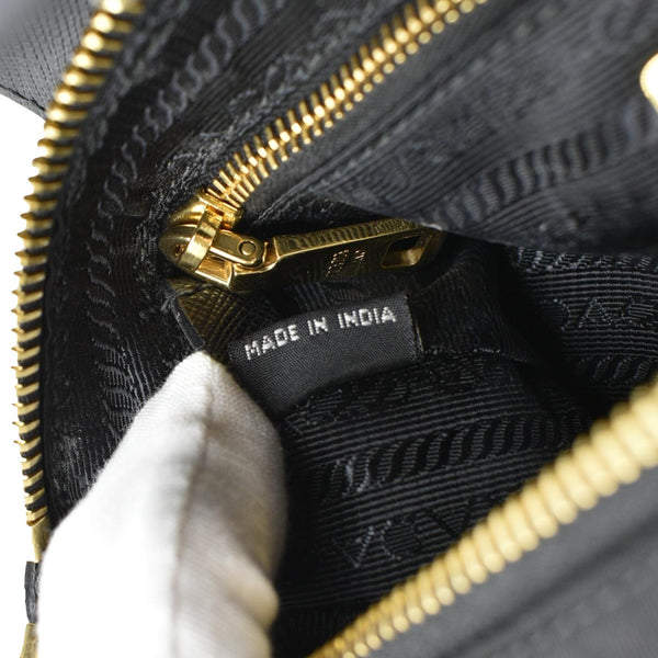 PRADA Small Tessuto Saffiano Chain Crossbody Bag Black